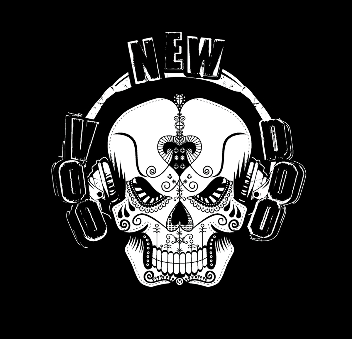 New Voodoo skull headphones artwork